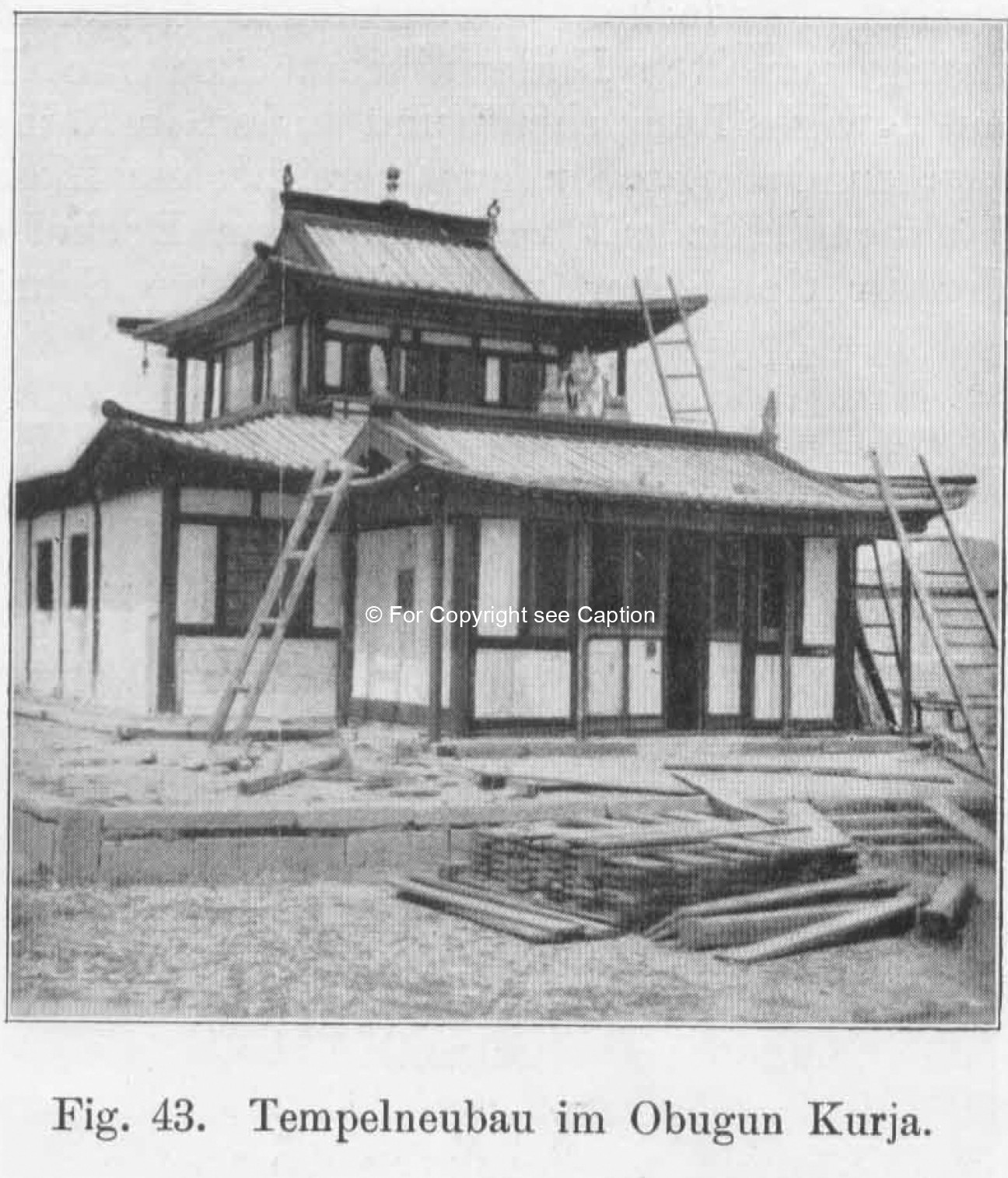A new temple. Paquet, Dr. Alfons, Südsibirien und die Nordwestmongolei. 1909. p. 89. (photo taken in